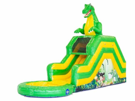 Venta de hinchables profesionales - Tobogán con piscina tema Dino de alta calidad