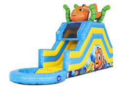 Tobogán hinchable con piscina tema Mundo Marino