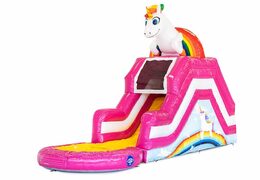 Tobogán hinchable con piscina tema Unicornio